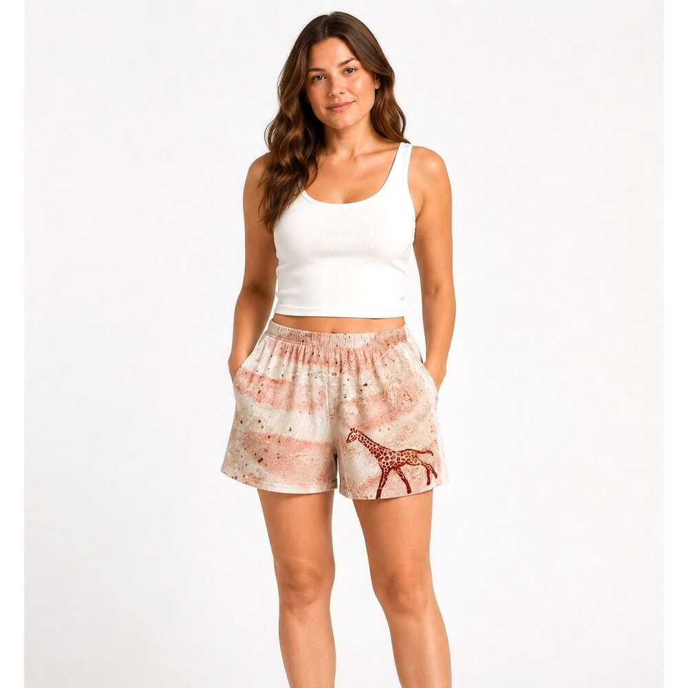 Vintage Simply Basic Giraffe Tie Dye Bleach Splatter Shorts Size L Retro